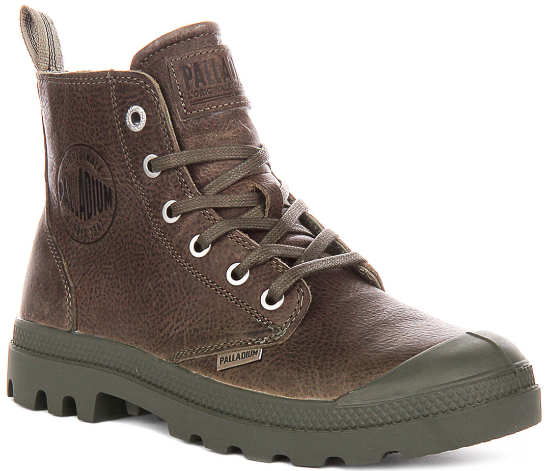 Palladium Pampa Hi Zip Lite In Dusky Green Leather