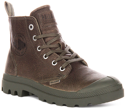 Palladium Pampa Hi Zip Lite In Dusky Green Leather