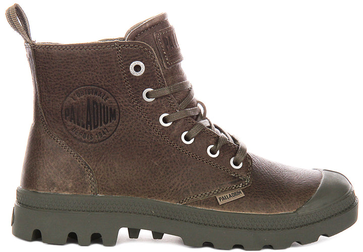 Palladium Pampa Hi Zip Lite In Dusky Green Leather