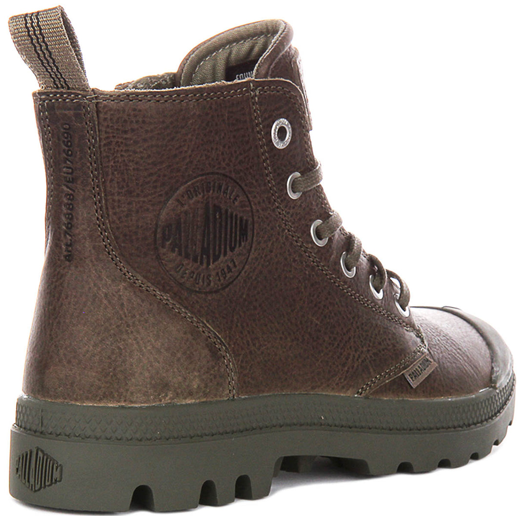 Palladium Pampa Hi Zip Lite In Dusky Green Leather