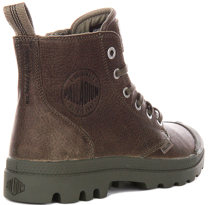 Palladium Pampa Hi Zip Lite In Dusky Green Leather