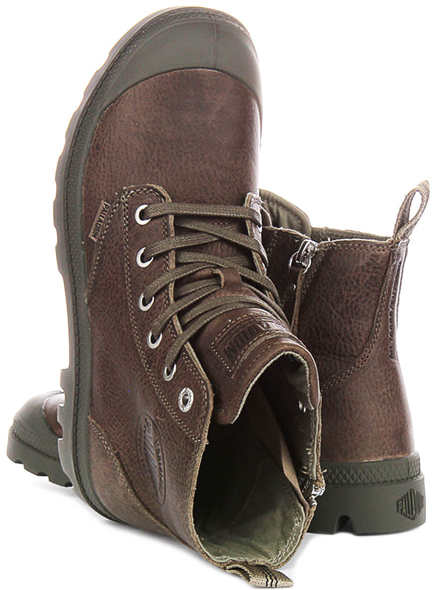 Palladium Pampa Hi Zip Lite In Dusky Green Leather