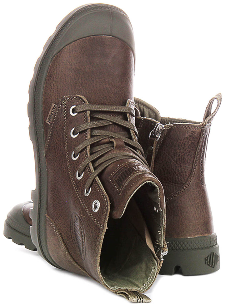 Palladium Pampa Hi Zip Lite In Dusky Green Leather