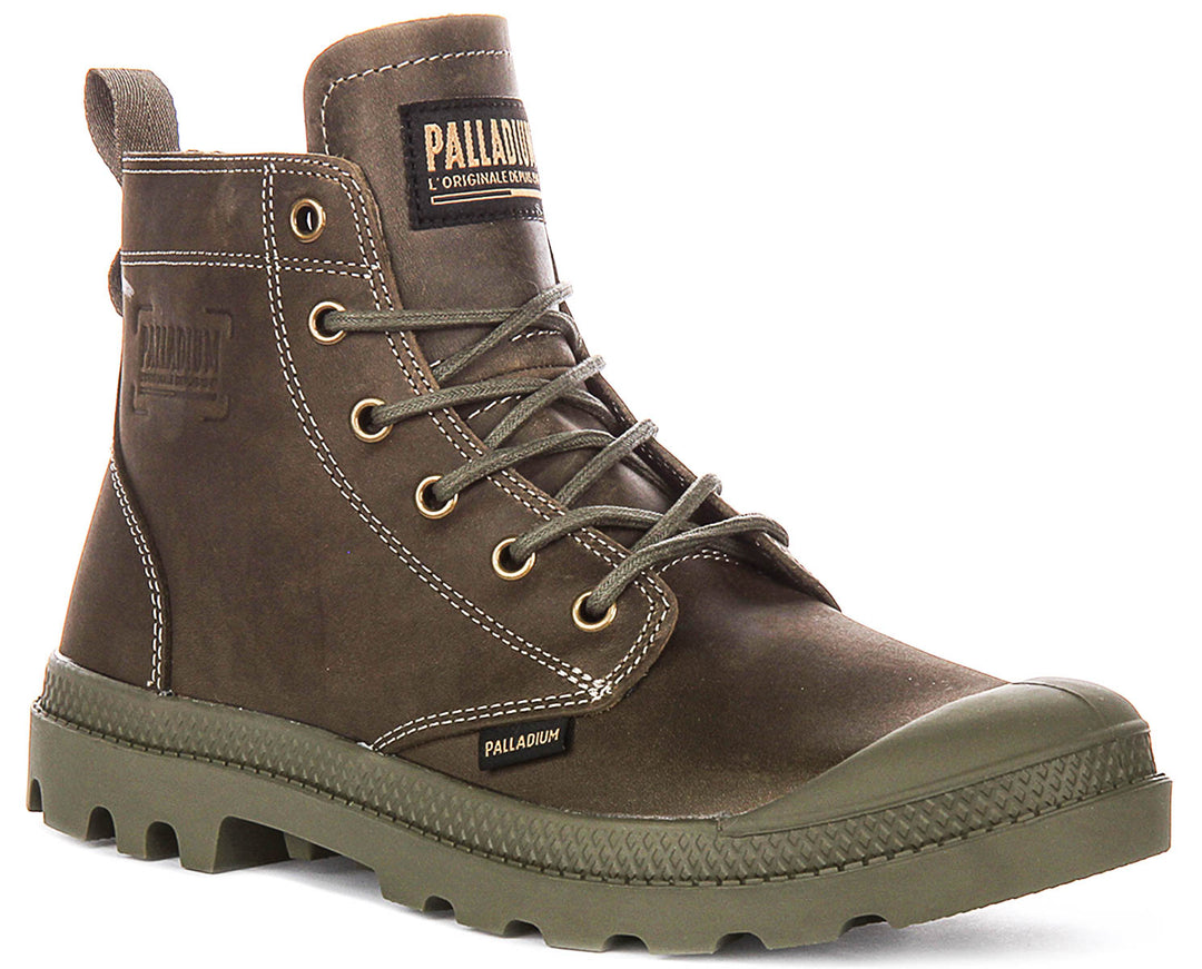 Palladium Pampa Zip Leather In Dusky Green
