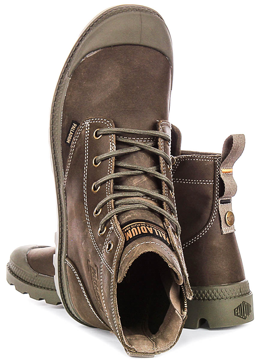 Palladium Pampa Zip Leather In Dusky Green