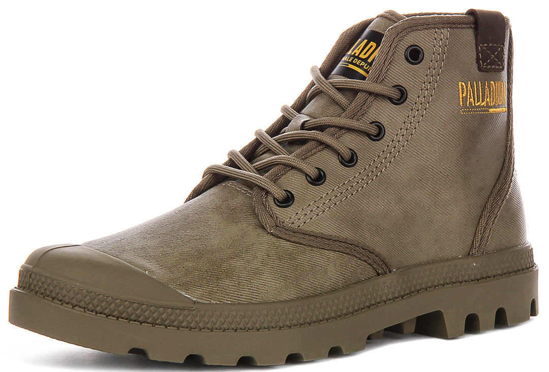 Palladium Pampa Hi Coated In Dusky Green Boots