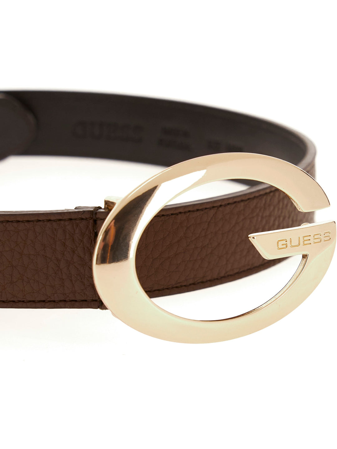 Guess Camden Golden G Logo Belt In Espresso For Women