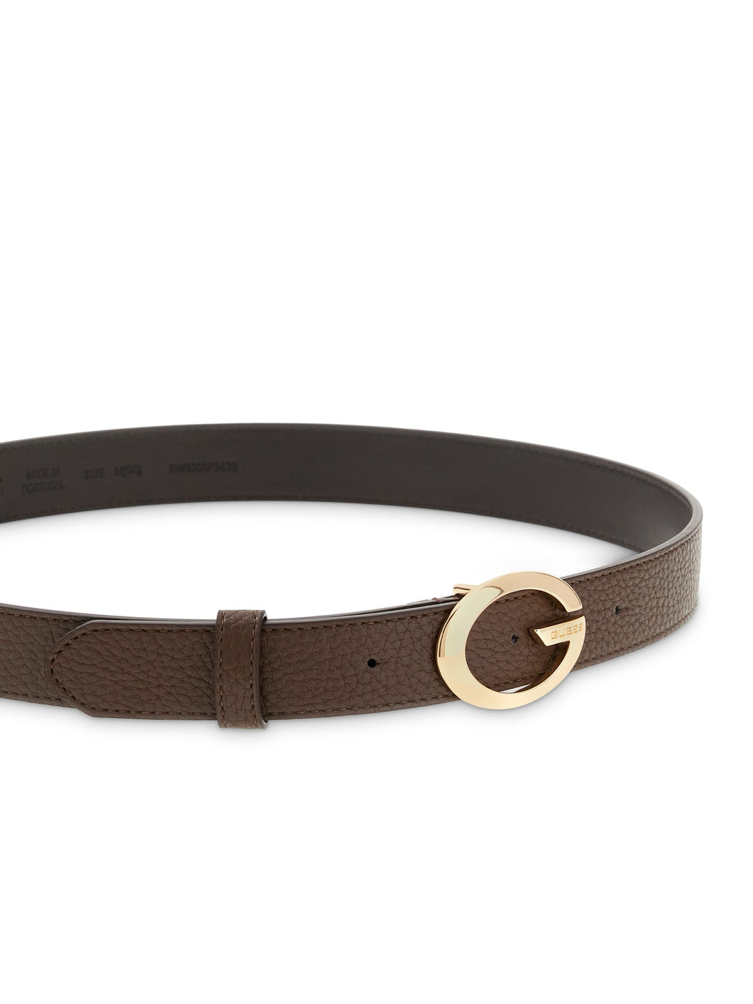 Guess Camden Golden G Logo Belt In Espresso For Women