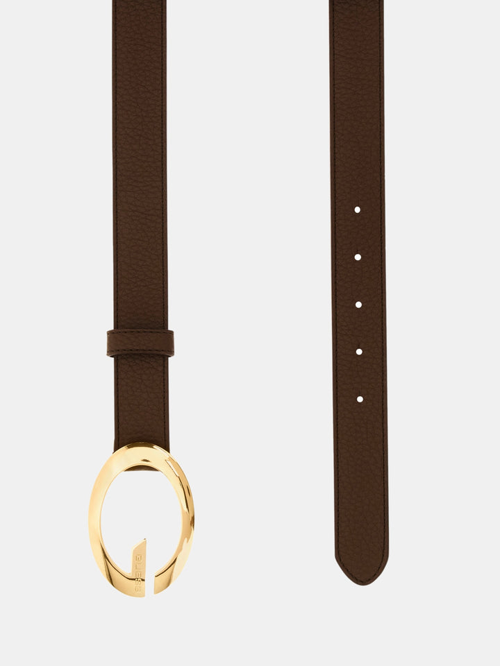 Guess Camden Golden G Logo Belt In Espresso For Women