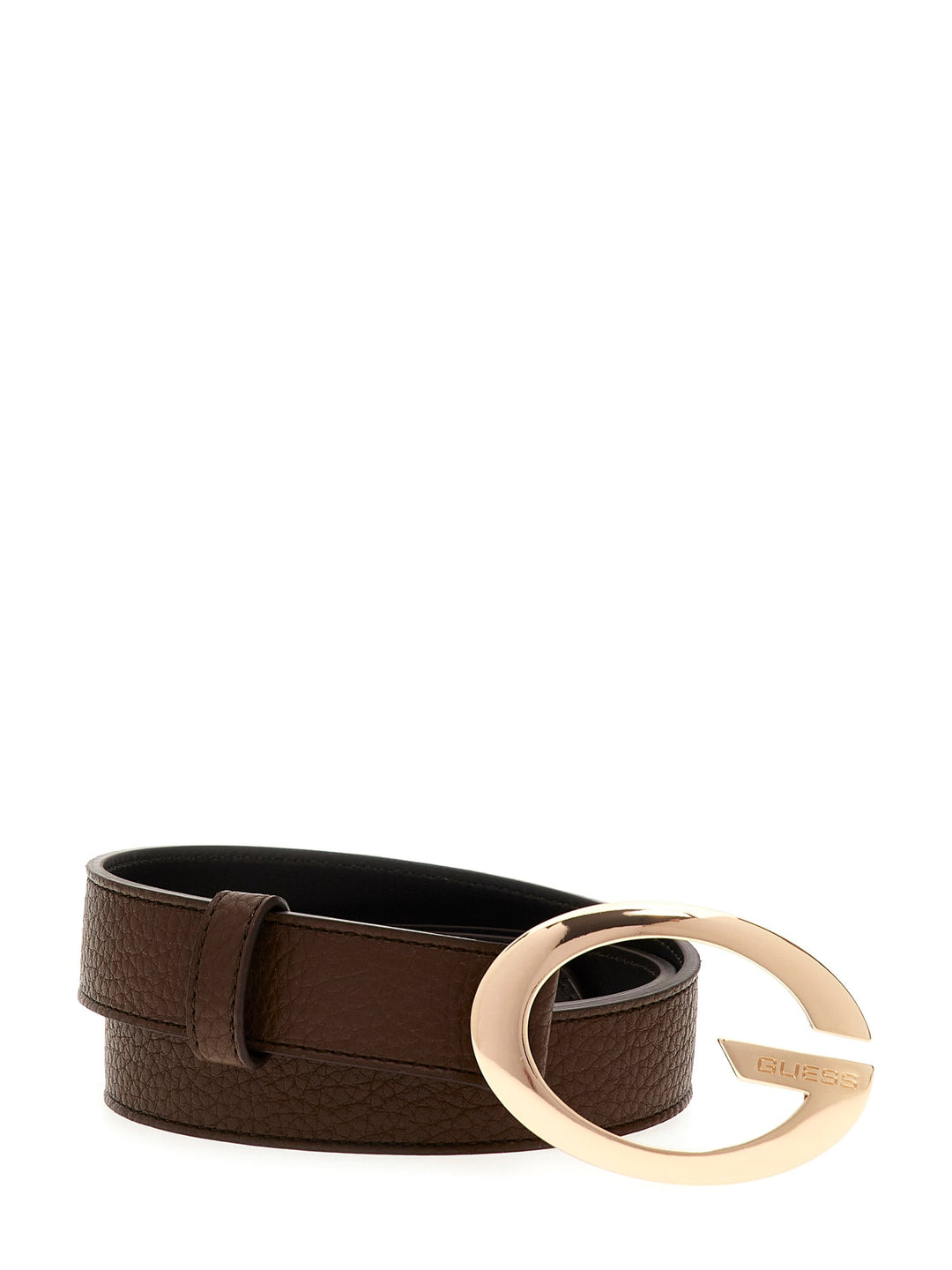 Guess Camden Golden G Logo Belt In Espresso For Women