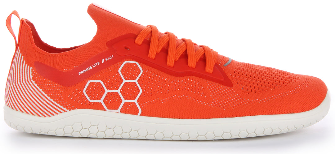 Vivobarefoot Primus Lite Knit Baskets à lacets résistantes à la perforation pour hommes en flamme