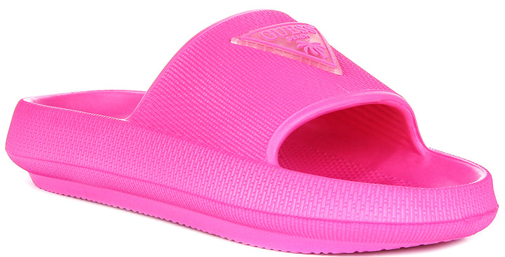 Guess 4G Beach Milk Sliders In Fuchsia For Women