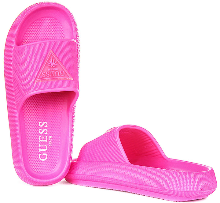 Guess 4G Beach Milk Sliders In Fuchsia For Women