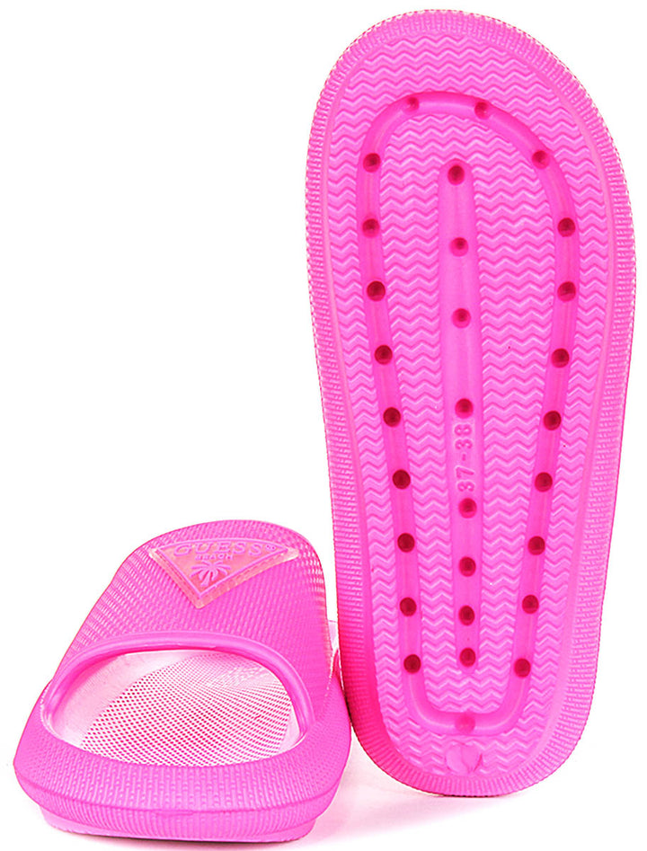 Guess 4G Beach Milk Sliders In Fuchsia For Women