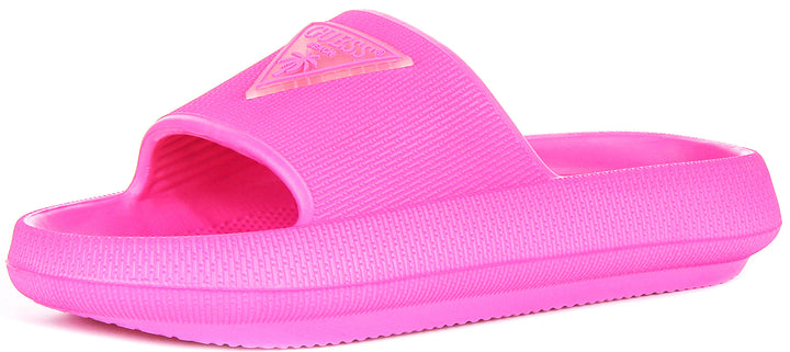 Guess 4G Beach Milk Sliders In Fuchsia For Women