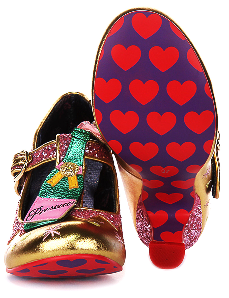 Irregular Choice Sip Sip Hooray In Gold For Women