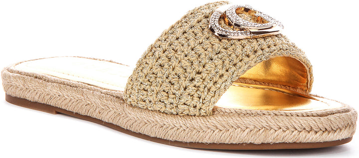 Guess Kaylis Logo Sandals In Gold For Women