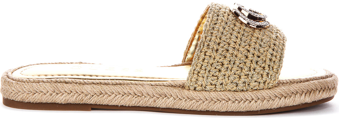 Guess Kaylis Logo Sandals In Gold For Women