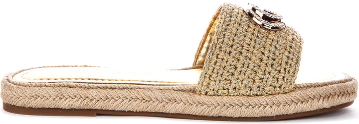 Guess Kaylis Logo Sandals In Gold For Women