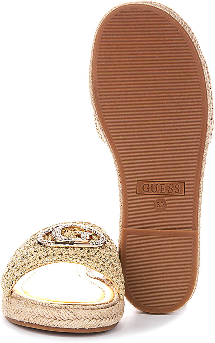 Guess Kaylis Logo Sandals In Gold For Women