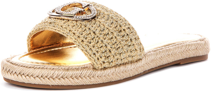 Guess Kaylis Logo Sandals In Gold For Women