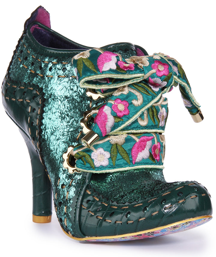 Irregular Choice Abigails Flower Party Zapatos de tacón medio para mujer en verde