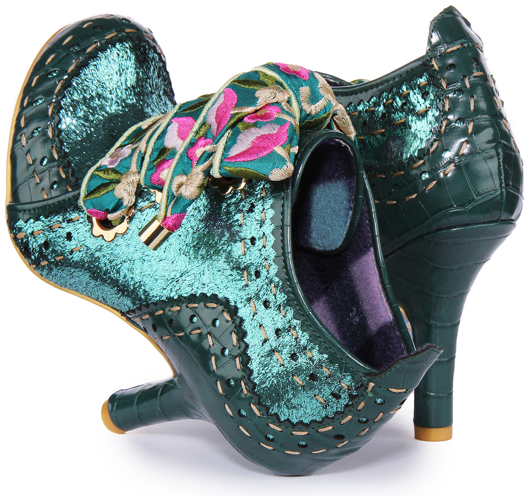 Irregular Choice Abigails Flower Party Zapatos de tacón medio para mujer en verde