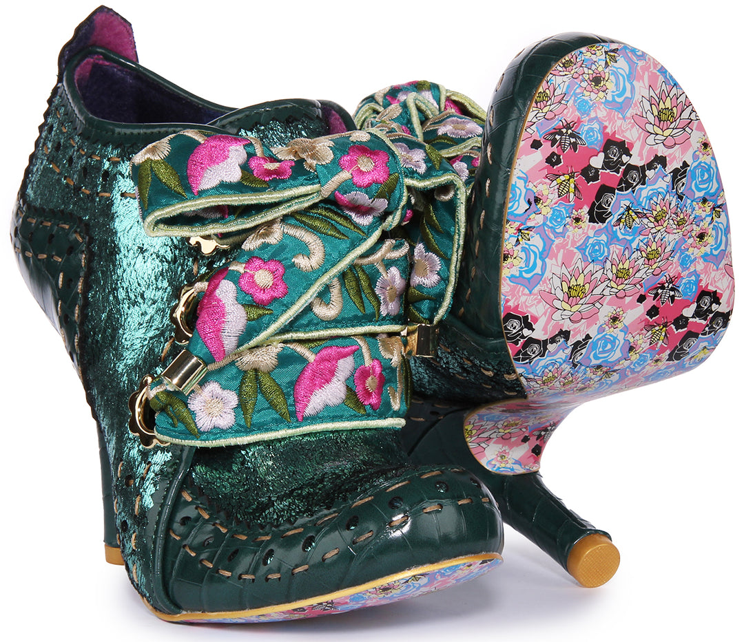 Irregular Choice Abigails Flower Party Zapatos de tacón medio para mujer en verde