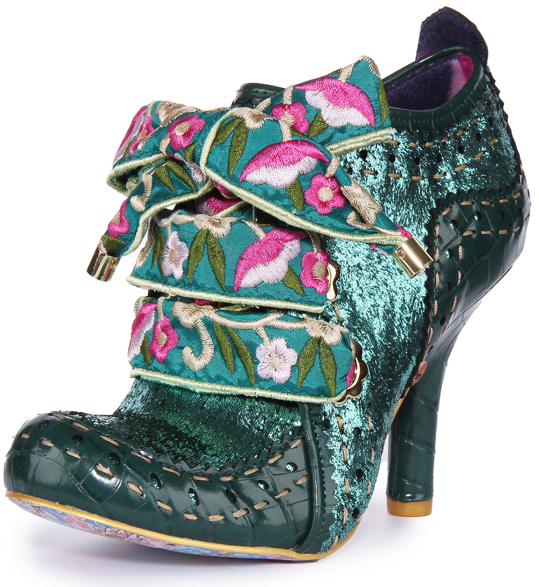 Irregular Choice Abigails Flower Party Zapatos de tacón medio para mujer en verde