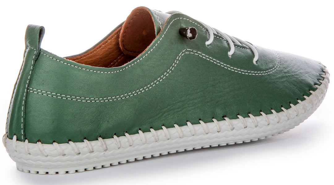 Zapatos de Cuero para Mujer Justinreess  Lexi 2 Metal Slip On en Verde