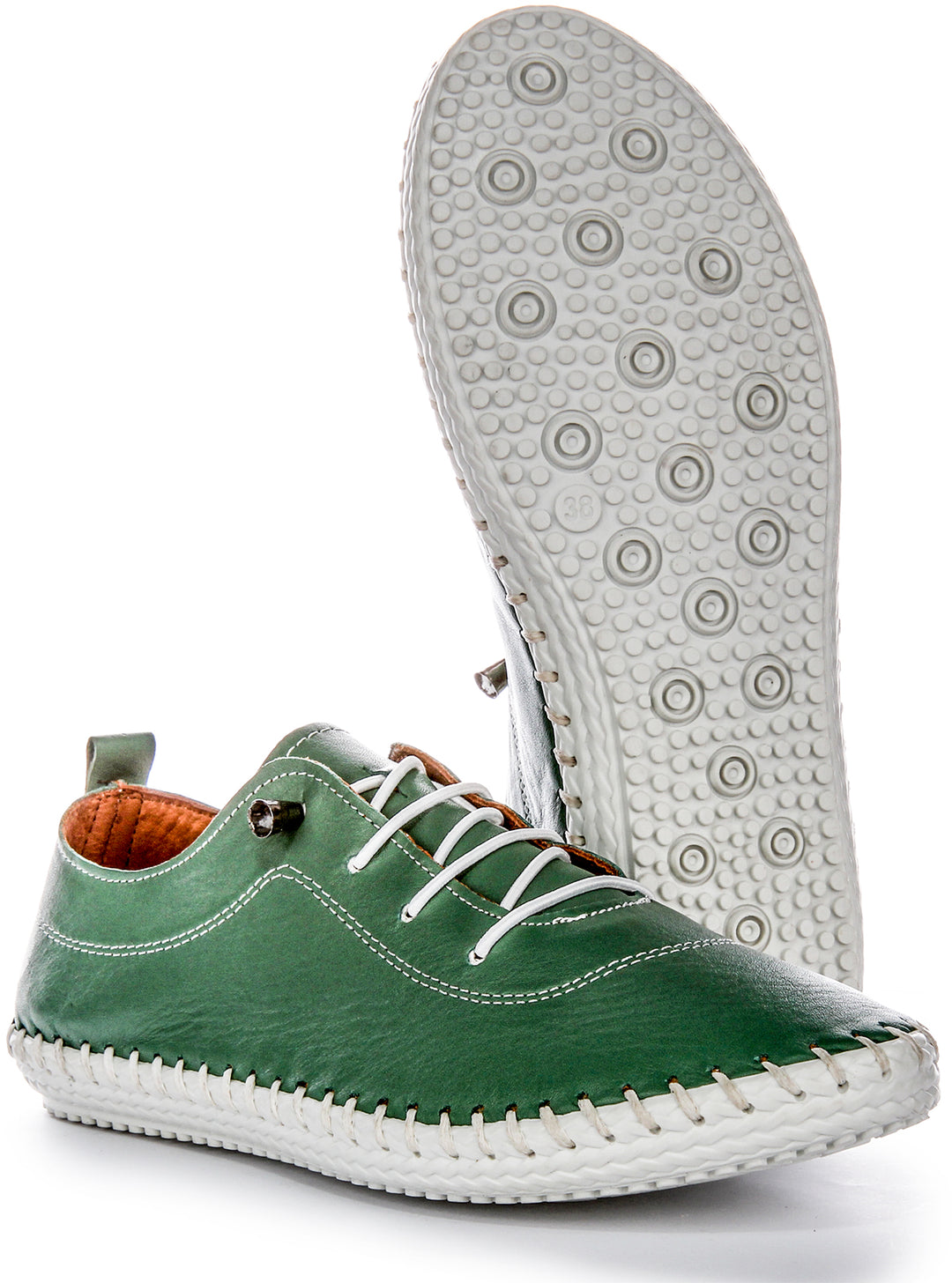 Justinreess Scarpe da donna in pelle  Lexi 2 Metal Slip On in verde