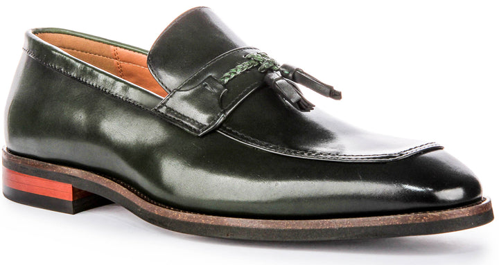 Scarpe formali con nappine smart Justinreess England da uomo, verde