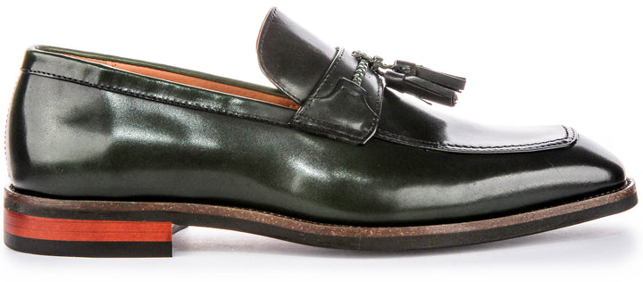 Scarpe formali con nappine smart Justinreess England da uomo, verde