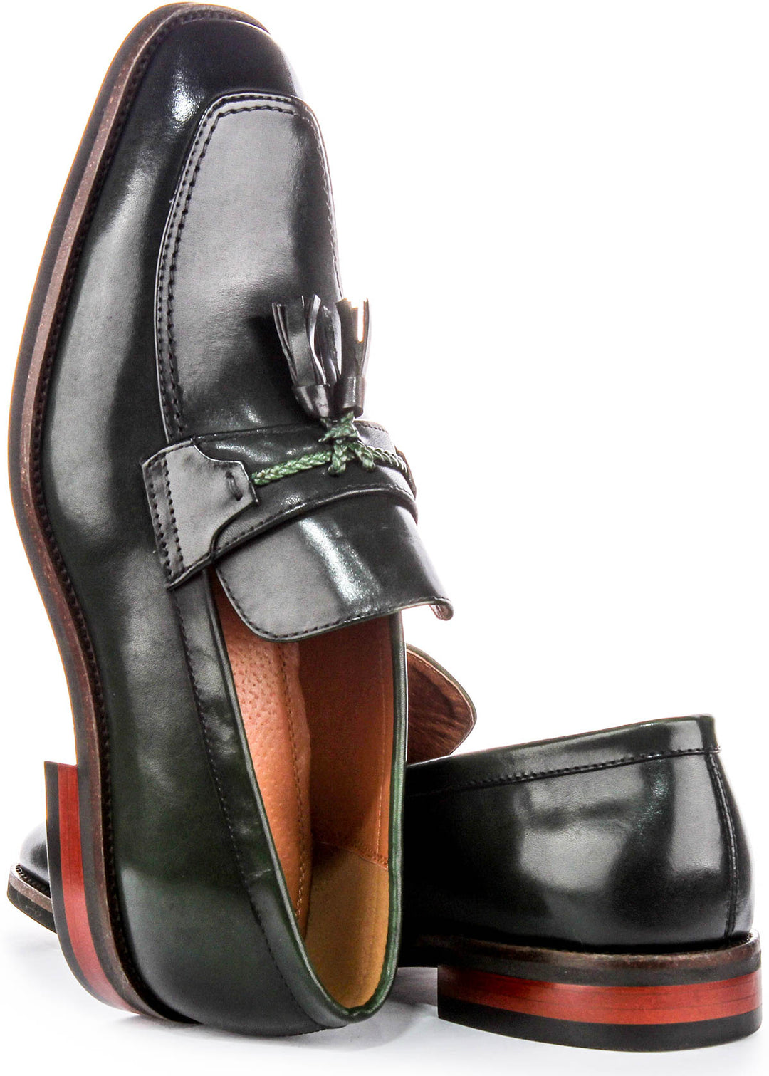 Scarpe formali con nappine smart Justinreess England da uomo, verde