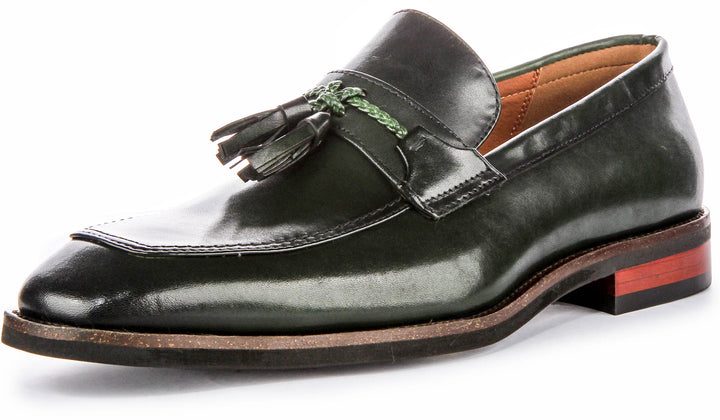 Scarpe formali con nappine smart Justinreess England da uomo, verde