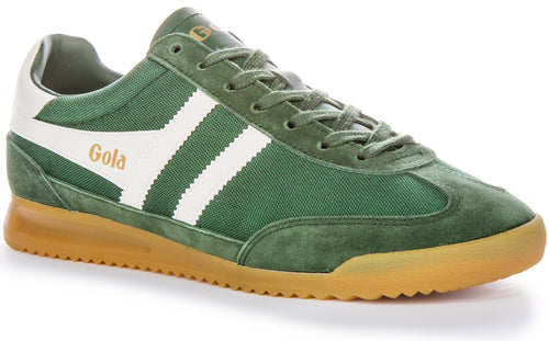 Gola Classics Tornado Weave Nylon Détail Daim Coupe Orteils Baskets en Daim Mesh Hommes Vert