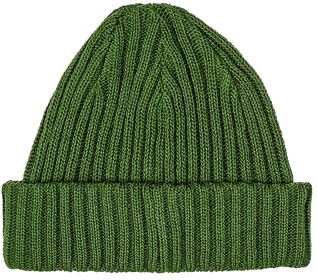 Levi Ribbed Beanie Hat In Green