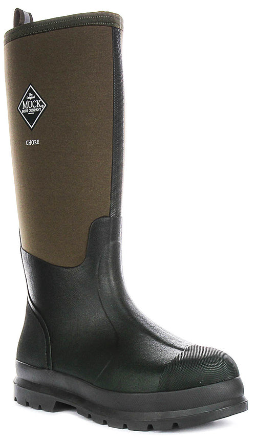 Bottes Muck Chore Hi à triple renfort d'orteils pour hommes en caoutchouc, vert