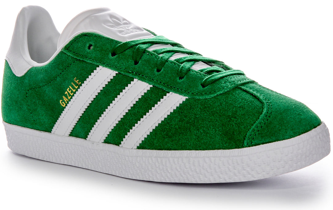 Adidas Gazelle In Green For Junior Lace up Suede Trainers