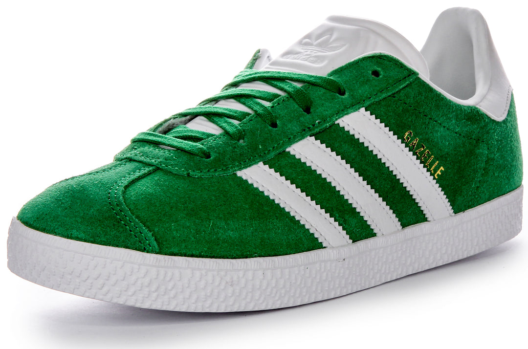 Adidas Gazelle In Green For Junior Lace up Suede Trainers