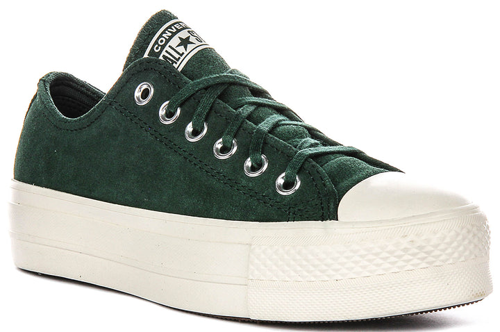 Converse All Star A15533C Lift Low In Green Suede For Women