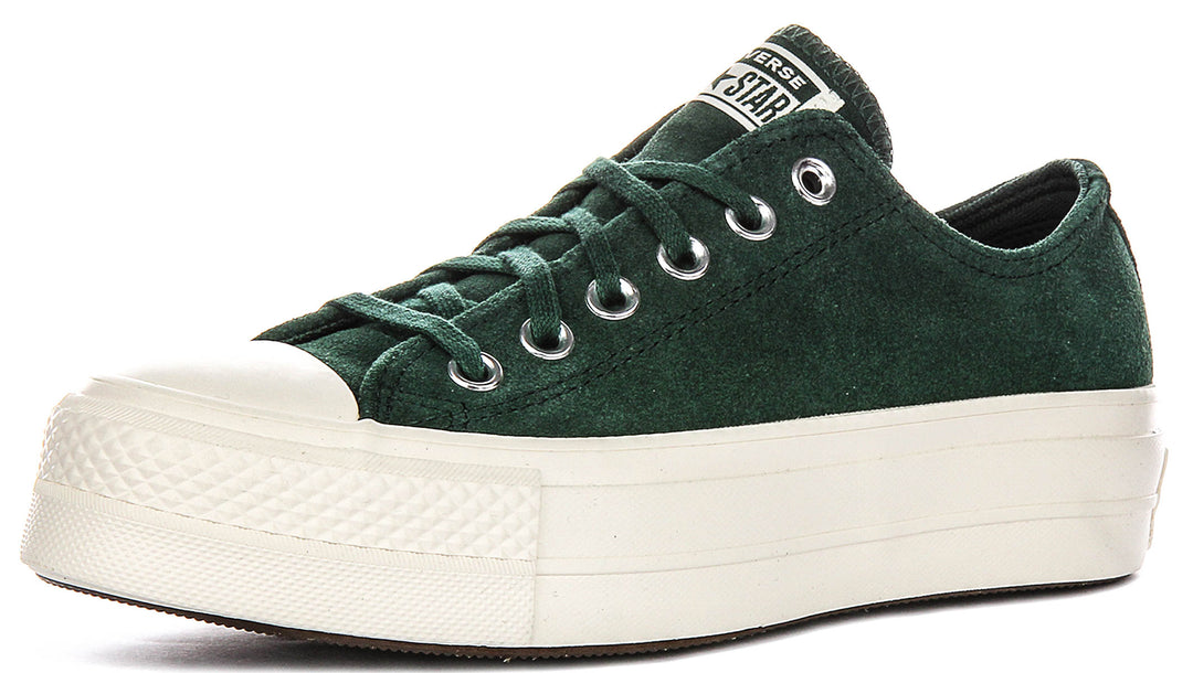 Converse All Star A15533C Lift Low In Green Suede For Women