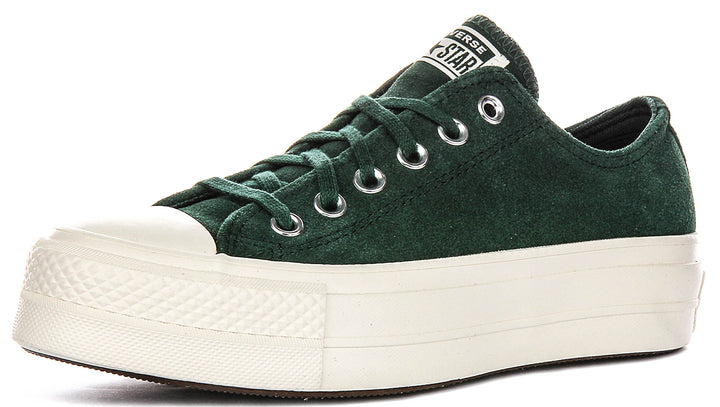 Converse All Star A15533C Lift Low In Green Suede For Women