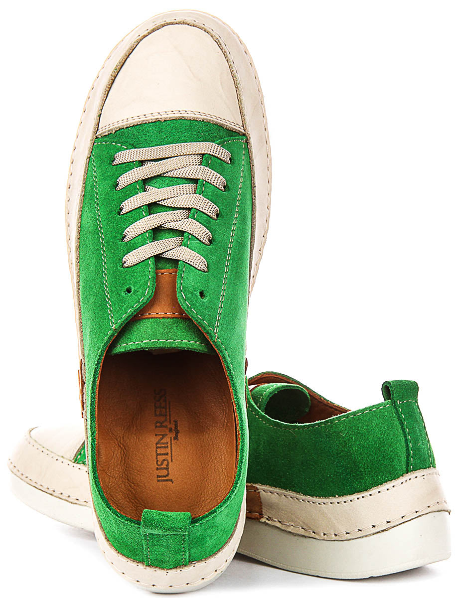 Justinreess England Sammy Suede In Green For Women
