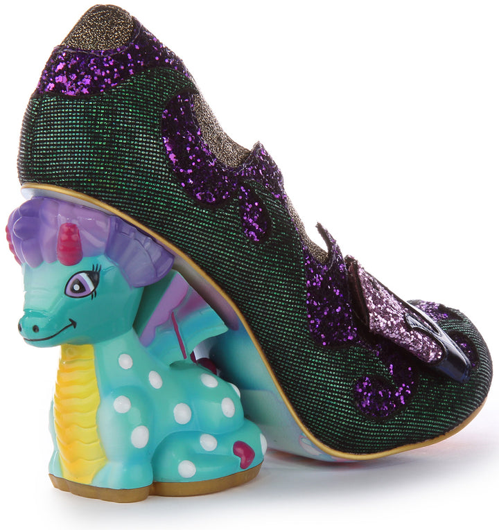 Irregular Choice Dragons Lair Chaussures à talons hauts dragon 10cm pour femme en vert multi