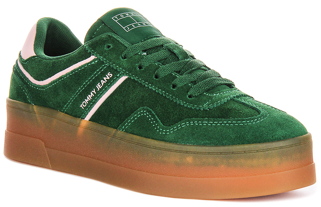 Tommy Hilfiger The Greenwich Flatform Suede In Green Pink For
