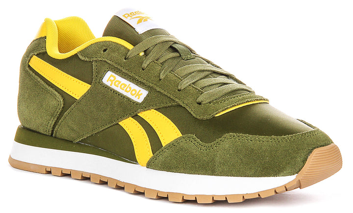 Reebok Glide In Green Yellow Suede For Men