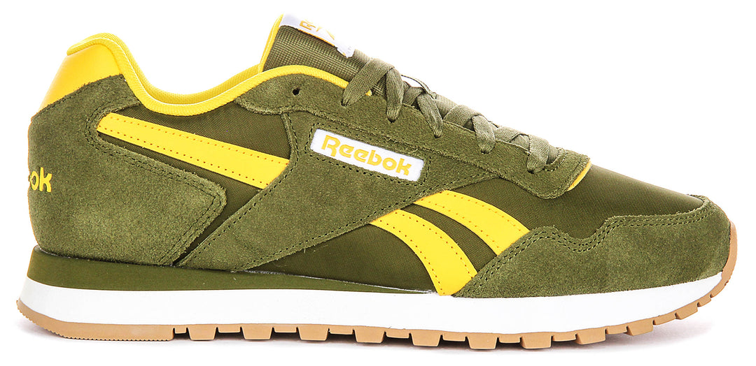 Reebok Glide In Green Yellow Suede For Men