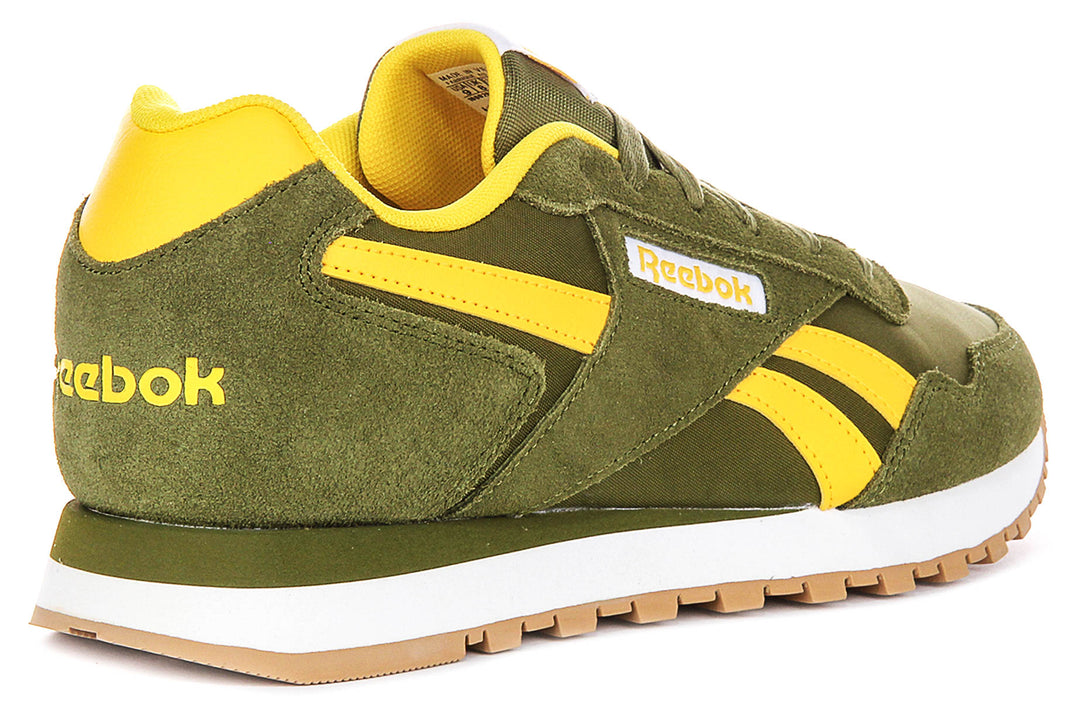 Reebok Glide In Green Yellow Suede For Men