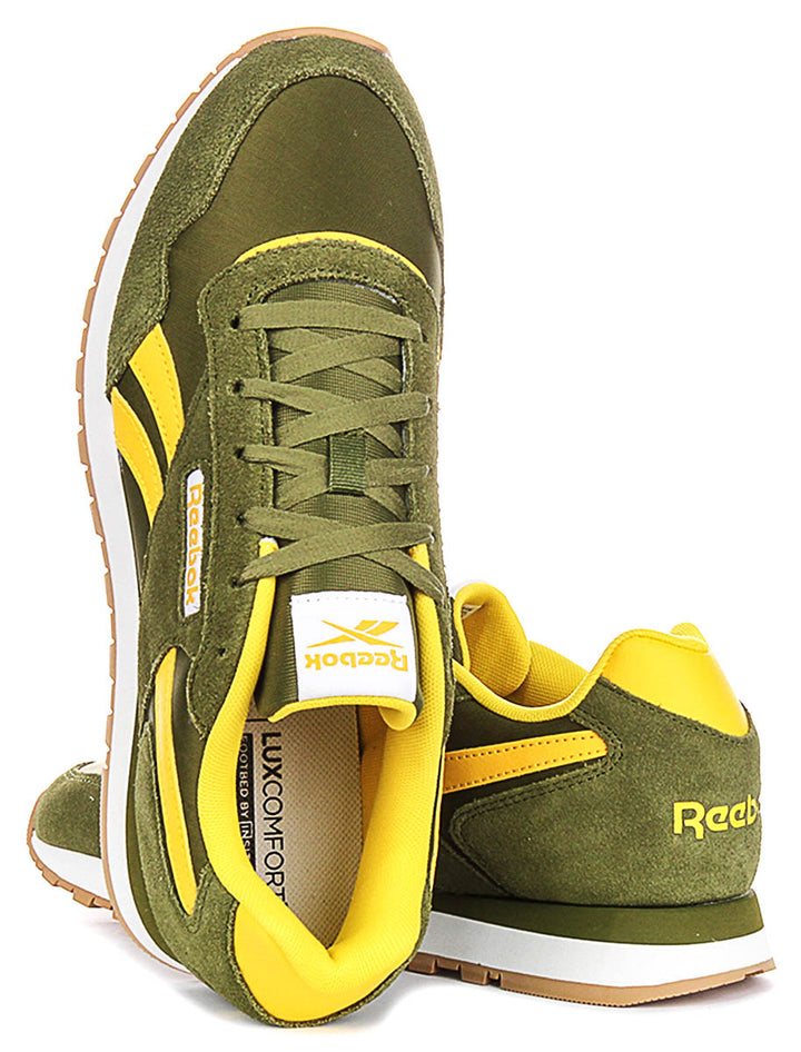 Reebok Glide In Green Yellow Suede For Men